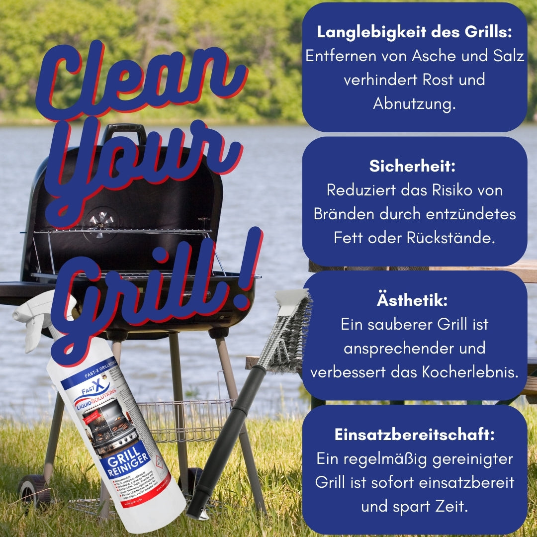 FASTX LIQUIDSOLUTIONS Grillmeister 1000ml Grillreiniger Spray – Kraftvolle Reinigung für Alle Grilltypen